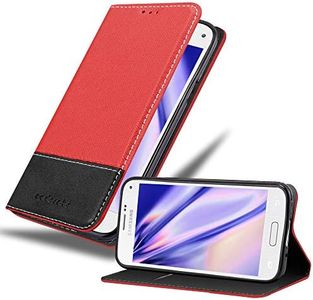 cadorabo Coque pour Samsung Galaxy S5 / S5 Neo en Rouge Noir - Housse Protection avec Fermoire Magnétique, Stand Horizontal et Fente Carte - Portefeuille Etui Poche Folio Case Cover