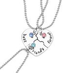 MenYiYDS 3 Pack BFF Necklaces Friendship Necklace Forever Best Friends for Girls Birthday Gifts Pendant Necklace Gifts