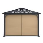 Gazebo Universal Replacement Privacy Curtain - Wonwon Privacy Panel Canopy Side Wall with Zipper for 10' x 10' Outdoor Gazebo (Khaki)