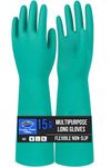 F8WARES 15 Inches long Heavy-Duty Chemical Acid Resistant Nitrile Gloves/Rubber Hand Gloves for Industrial Safety Construction Gardening Kitchen Cleaning Dish Washing Gloves (XL Pack of 1)