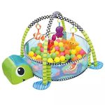 Suprills 3 in 1 Turtle Shape Baby Essentials for Newborn - Multifunctional Activity Baby Gym Pit and Baby Play Mat with 30pcs Balls, Mesh Sides - Ideal Baby Toys