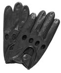 Pratt and Hart Men's Leather Traditional Driving Gloves for Cycling (Black, Medium)