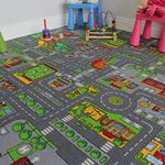 Children's Play Village Mat Town City Car Roads Rug 200cm x 200cm (6'7" x 6'7")