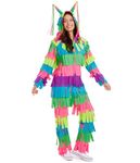 Tipsy Elves Halloween Costumes for Women - Bright Multicolored Pinata Jumpsuit Funny Halloween Costume Adult Onesie, Multicolored Piñata, Small