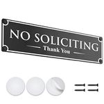 ASSURED SIGNS No Soliciting Sign For Home or Business - Premium Quality - 2.2" By 8.25" - Apply to Door or Wall - Includes 4 Double Sided Adhesive Stickers and 4 Screws - Ideal Anti-Solicitation Notice to Stop all Junk Mail and Flyers