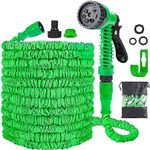 Expandable Garden Hose Pipe 30m 100ft, Hosepipes for Garden Flexible Garden Hose with 7 Function Spray Gun,Extendable Water Hose Retractable Magic Hose Pipe for Gardening Car Washing (Green)