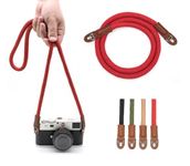 Eorefo Camera Rope Strap 100cm Soft Cotton Camera Strap Vintage Neck Shoulder Belt Strap for Mirrorless and DSLR Camera. (Red)