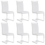 Baysitone Modern Dining Chairs Set of 6, Side Dining Room Chairs, Kitchen Chairs with Faux Leather Padded Seat High Back, Chairs for Dining Room,Kitchen, Living Room White