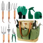 Gardening Tools Set, Garden Tool Kit with Outdoor Hand Tools, Grass Shears, Garden Gloves, Storage Tote Bag, Garden Tools Set Gifts for Women and Men, for Mom