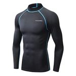 Tesuwel UV Swim Shirts for Men Sun Protection Mens Rash Guard Long Sleeve Surf Shirts Quick Dry Compression Mens Sun Shirt High Wickig Water Shirt for Swimming Fishing Diving,226 Black-blue XL