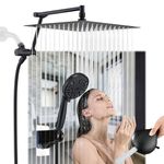 Sperwoesy 12" Rainfall Shower Head with Handheld Combo, High Pressure Dual Showerhead, 10 Settings, Adjustable 16" Arm, 3 Way Diverter, 6ft Hose (Matte Black)
