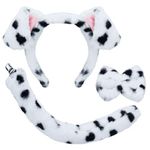 XEPST Animal Dalmatian Costume Kids Set, Dog Ears and Tail Set with Dalmatian Ears Headband and Dog Tail for Animal Costume Cosplay Birthday Party World Book Day Halloween Fancy Dress Party Supplies