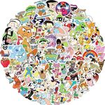100PCS 90s Cartoon Stickers, Vinyl Waterproof Cute Cartoon Characters Stickers for Kids Teens Adults, Classic Mixed Anime Decals for Laptop Computer Bumper Skateboard