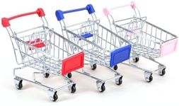 Mini Shopping Cart, 1/20 Scale Mini Realistic Metal Supermarket Trolley Model for Dollhouse, Miniature Food-Play Accessory & Display Piece, Decorative Ornaments for Storage
