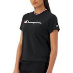 Champion Women's T-Shirt, Classic Tee, Comfortable T-Shirt for Women, Script, Black Script, Medium