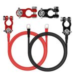 CERRXIAN 1 Pair Battery Connector Wires 10AWG Red and Black Car Battery Cable Aluminum Alloy Connector Clamp for Automotive Marine Solar Motorhome Motorcycle