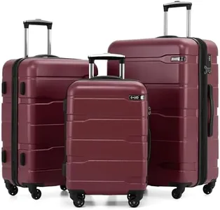 Coolife Luggage Expandable 3 Piece Sets PC+ABS Spinner Suitcase 20 inch 24 inch 28 inch (Radiant Pink., 3 piece set)
