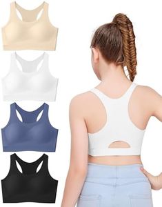 SALIA GIRL Girls Training Bras 10-12 Years Old, Racerback Teen Bra Soft Light Sports Bra 12-16 with Fixed Padding, X-Large
