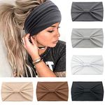 Kavya 6 Pcs Headbands for Women's Hair UK, Wide Soft Ladies Headband Boho, Fashion Bandanas Knot Adult Scarfs Hairbands Elastic Fashion Yoga Hair Bands Hair Accessories (Grey)