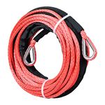 Astra Depot 50ft 1/4" Red Synthetic Winch Rope Extension 39" Rock Guard for Off-Road Recovery Car ATV UTV Snow Plow