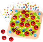 Nene Toys Ladybug’s Garden Memory Game – Wooden Memory Matching Game for Kids Age 3 4 5 Years Old – Family Board Game with 10 Fun Patterns – Educational Toy for Boys & Girls Cognitive Development