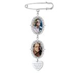 Personalized Wedding Bouquet Memory Grandma Pins and Brooches Silver Customized 2 Pictures Oval Charms Walk Down The Aisle Mother of the Bride in Memory of Dad Mum