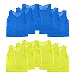 Super Z Outlet 12 Pinnies Scrimmage Vests Team Practice Jersey for Child Youth Teen Lightweight Blue/Yellow