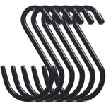 Cozihom 6 Inch Heavy Duty Vinyl Coated S Hooks, Black Rubber Coated S Hooks, Extra Thick Non Slip Metal S Hanger for Closet, Garden, Garage, Kitchen Hanging, Black, Pack of 6