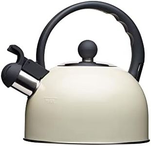 KitchenCraft Living Nostalgia Stove Top Kettle, Whistling, Induction, Metal, 1.3 Litre, Cream