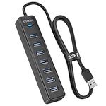 iDsonix 7 Port USB 3.0 Hub Long Cable [3.3Ft] USB Hub 5Gbps Data, USB Extension Multiport Adapter for PC, Laptop More