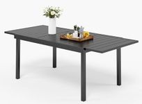 MFSTUDIO 6-8 Person Outdoor Expandable Rectangle Table Patio Matel Dining Table for Deck/Garden/Courtyard/Indoor, Black