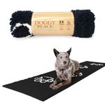 My Doggy Place - Ultra Absorbent Microfiber Dog Door Mat, Durable, Quick Drying, Washable, Prevent Mud Dirt, Keep Your House Clean (Black w/Paw Print, Hallway Runner) - 8' x 2' Feet