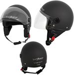 Open Face Jet Helmet Moped Motorbike Scooter Antiscratch Visor Matt Black L