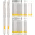 CREAWONDER 35 Extra-thick Refills with 2 Heat Erasable Pens for Fabric Markers, Cloth Marking Pens, Sewing Quilting, Heat disappearing Ink Pen for Dressmaking, Tailors Sewing Chalk Pencils