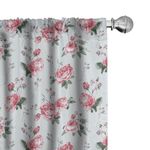 Ambesonne Rose 2 Panel Curtain Set, Blooming English Rose Watercolor Painting Garden Shabby Form Wild Flowers, Lightweight Window Treatment Living Room Bedroom Decor, Pair of - 28" x 63", White Pink