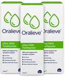 Oralieve Ultra Mild Toothpaste, Dry Mouth Toothpaste, Suitable for Sore and Sensitive Mouths, Mild Mint Flavour, 1450ppm Fluoride, SLS Free, 75ml, 3 Pack