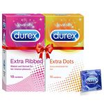 Durex Pleasure Packs (Condoms - 10 Count (Extra Dots) & 10 Count (Extra Ribbed)