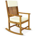 CASARIA® Solid Acacia Wood Rocking Chair with Cushions | Suitable for Indoor or Outdoor | Wooden Garden Patio Balcony Deck Lounge Furniture Rocker Armchair | Brown Cream