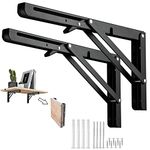 Barley Ears Shelf Bracket, 2pcs 20 inch Folding Shelves Brackets Heavy Duty Metal Support Bracket Wall Mounted Floating Shelf Bracket for DIY Book Shelf Bracket Table Chair, Space-Saving (20inch)