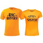 Hangout Hub Men's & Girl's Round Neck T-Shirt Big Brother Little Sister (Yellow;Big Brother-S(36);Little Sister-8-10Yrs ;) Pack of 2 Kids Sibling Family T-Shirts