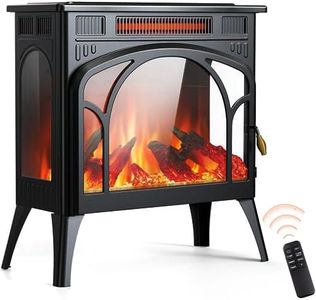 Rintuf Electric Fireplace Heater, 1500W Infrared Fireplace Stove Heater with 3D Flame Effect, 8H Timer, Space Heater Fireplace with Remote, Safety Protection, Freestanding for Indoor Use Large Room