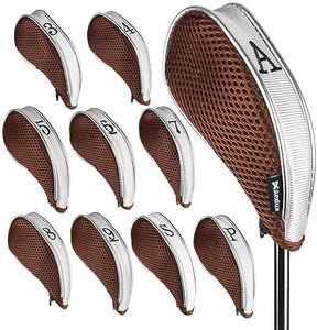 Andux Maille Golf Couvre-Fer avec Fermeture à glissière 10 pièces/Ensemble Café/cendré