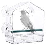 Strong Suction Window Bird Feeder House, Large Capacity Window Bird Feeder with Removable Seed Tray and Drainage Holes for Bird Feeding Dunnock Blue Tit Robin Small Wild Birds, 21cmX20cmX10cm