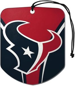 FANMATS 61591 NFL Houston Texans Hanging Car Air Freshener, 2 Pack, Black Ice Scent, Odor Eliminator, Shield Design with Team Logo