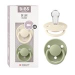 Bibs De Lux Silicone Baby Pacifier - Round & Soft Nipple, Gentle Shield Prevents Skin Irritation & Moisture Buildup, 100% Food Grade, BPA Free Soother, 0-3 Years, Pack of 2, Ivory & Sage