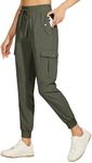 Willit Women's Hiking Pants Cargo Joggers Lightweight Quick Dry Athletic Workout Travel Casual Pants Pockets Army Green M