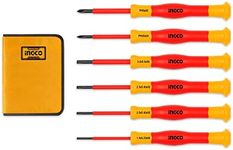 INGCO HKIPSD0601 Insulated Precision Screwdriver Set 6Pcs, 1000V, VDE/GS Certification, S2 Material