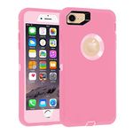 smartelf Case for iPhone 7 Plus/8 Plus Heavy Duty With Built-in Screen Protector Shockproof Dust Drop Proof Protective Cover Hard Shell for Apple iPhone 7+/8+ 5.5 inch-Pink