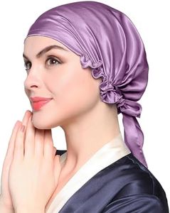 LilySilk Silk Bonnet for Sleeping Womens Sleep Cap 100% 19MM Mulberry Silk for Long Curly Hair Adjustable Stretchy Lavender