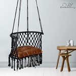 Patiofy C Shape Swing for Home Balcony/Swing Chair for Adults & Kids/Jhula for Indoor, Outdoor, Garden Zula/includes Free Hanging Accessories & Dark Brown Cushion/Weight Capacity 120 Kgs (Black)